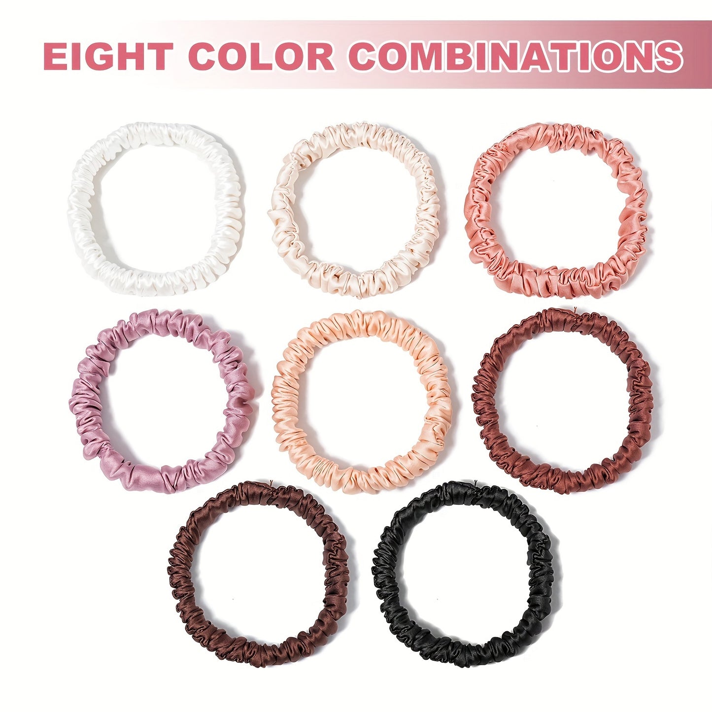 8pcs Satin Silky Hair Tie Elastic Scrunchie Ponytail Hair Rope Simple Style Solid Color Hair Tie Hair Accessories for Women Hair Rope Accessories Set