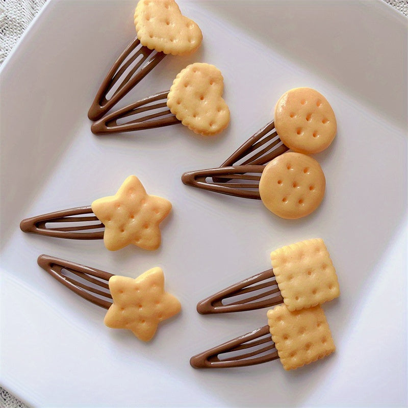 8pcs Sweet Cute Hair Clips 8pcs Sweet Cute Lovely Hair Clips - Baking Cookies Simulation BB Clip Love Stars Hairpin Hair Tire Bang Chopped