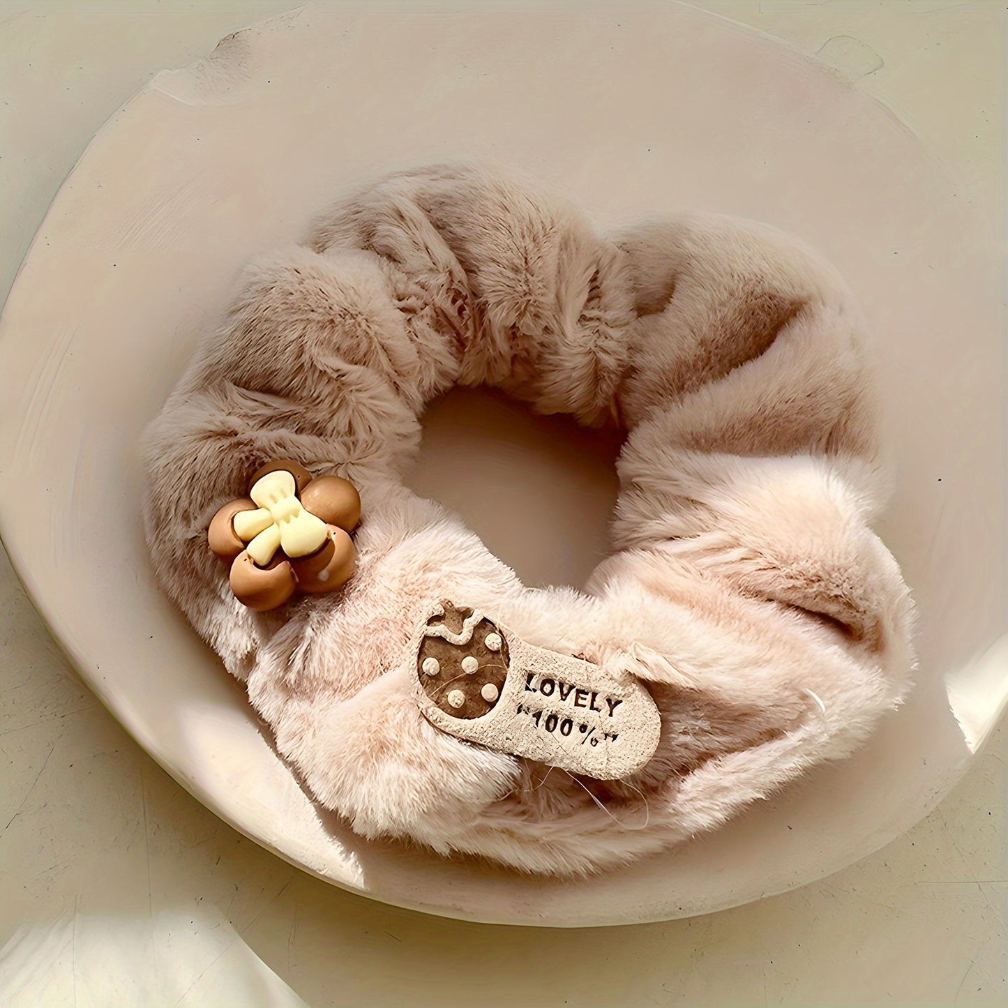 5pcs Cute Hair Ties 5pcs Soft Plush Cute Cartoon Bear & Rabbit Hair Ties