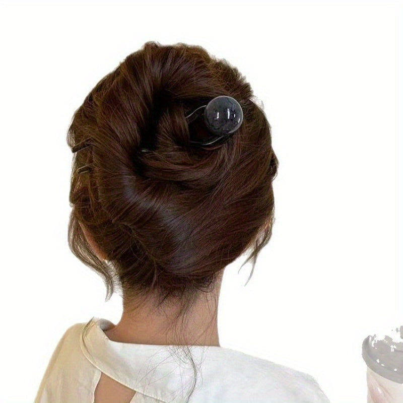3pcs Elegant Retro U-Shaped Hairpins with Jelly Beads - Vintage-Inspired Acrylic Hair Accessories for Daily Commute & Bun Hairstyles