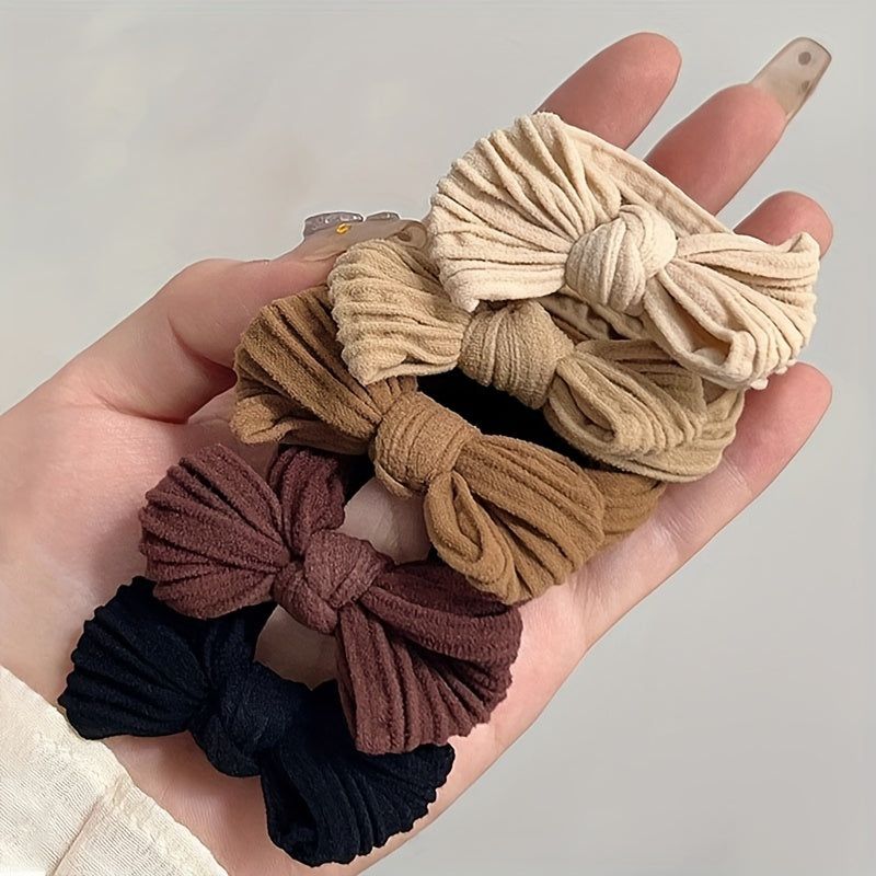 5\u002F10 Bohemian-style Ethnic Bow Hair Ties - Elastic Headbands with Tribal Prints And Solid Colors
