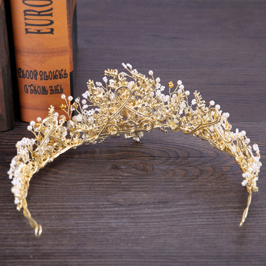 NEULRY Elegant Water Drill Crown - Hand-Knitted Floral Hair Hoop with Sparkling Embellishments