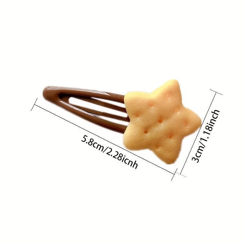 8pcs Sweet Cute Hair Clips 8pcs Sweet Cute Lovely Hair Clips - Baking Cookies Simulation BB Clip Love Stars Hairpin Hair Tire Bang Chopped