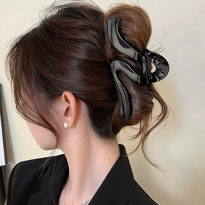 Elegant Two-Tone Shark Clip for Thick Hair - Caramel & Brown Hair Claw with Secure Hold