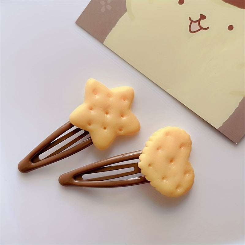 8pcs Sweet Cute Hair Clips 8pcs Sweet Cute Lovely Hair Clips - Baking Cookies Simulation BB Clip Love Stars Hairpin Hair Tire Bang Chopped