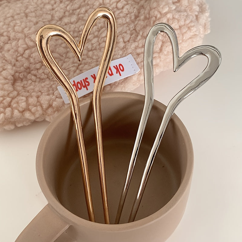 Ladies' Hairpin - Elegant Large Alloy Heart-Shaped Accessory for Daily Wear