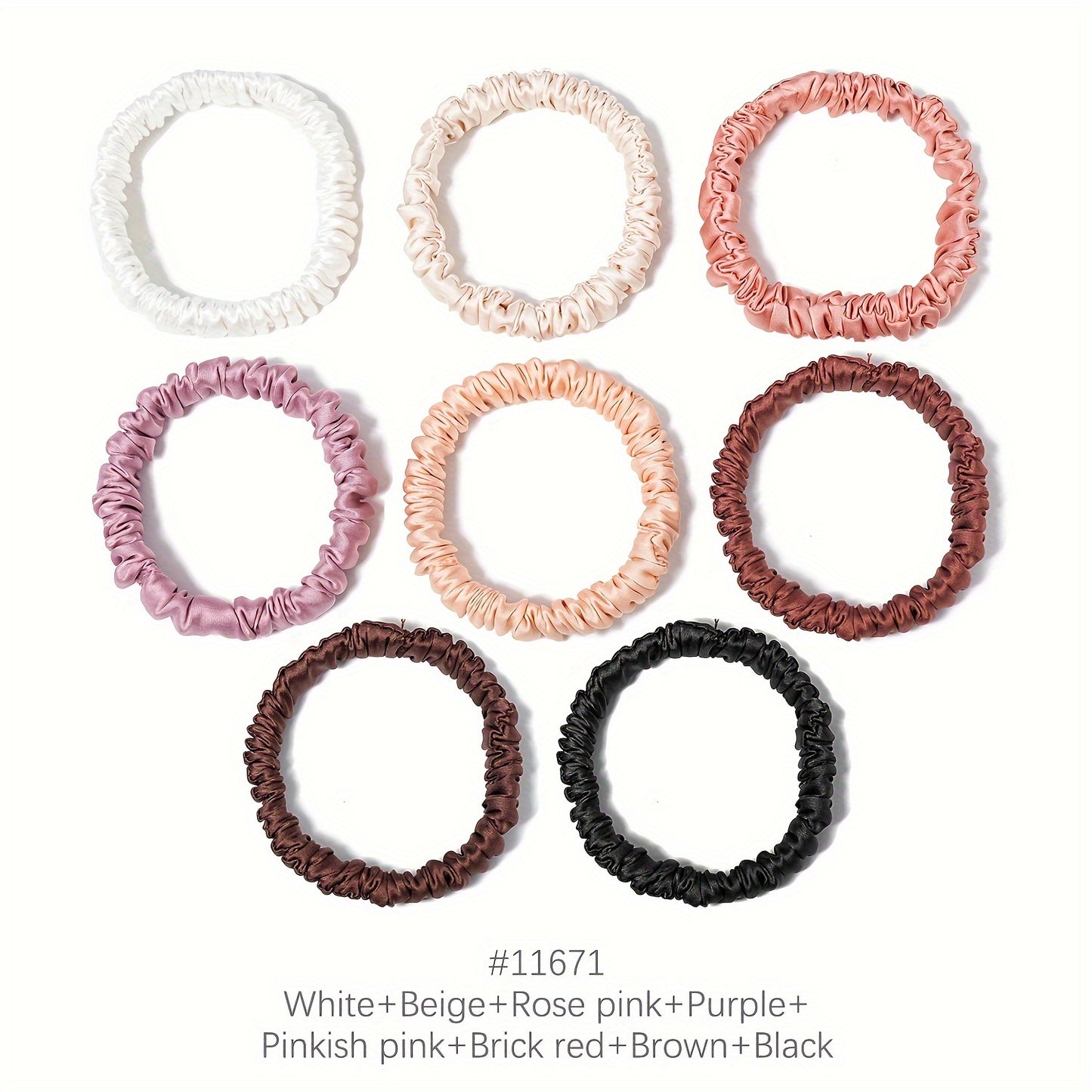 8pcs Satin Silky Hair Tie Elastic Scrunchie Ponytail Hair Rope Simple Style Solid Color Hair Tie Hair Accessories for Women Hair Rope Accessories Set