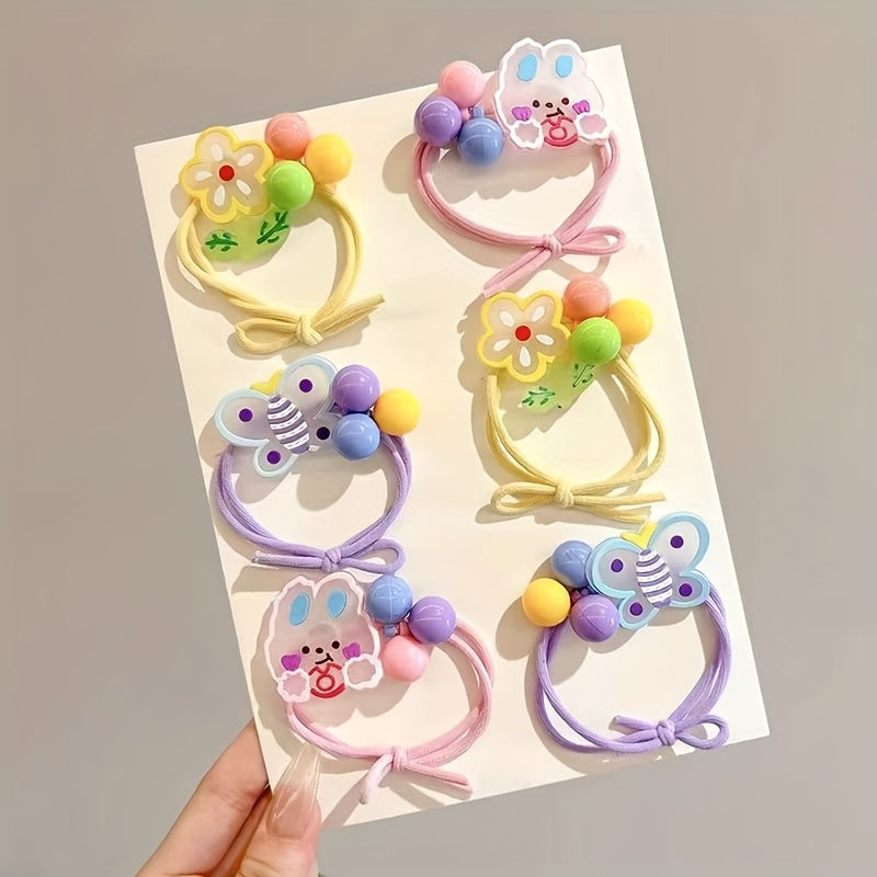Bohemian Style Hair Tie Set - Colorful Rabbit and Flower Pattern
