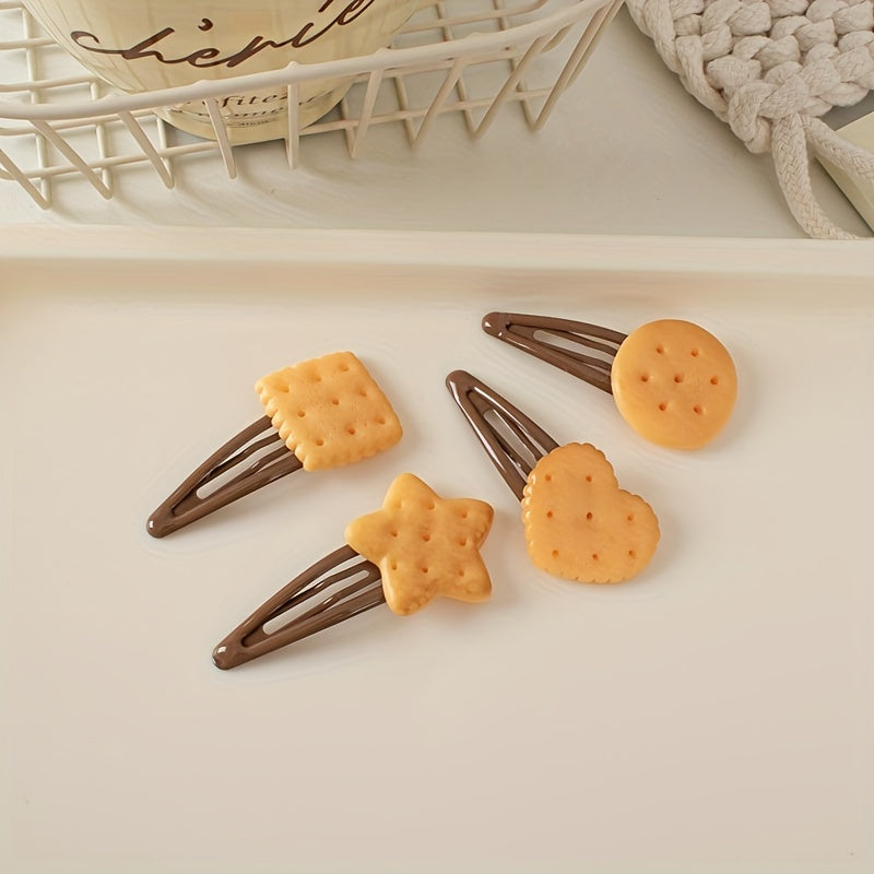 8pcs Sweet Cute Hair Clips 8pcs Sweet Cute Lovely Hair Clips - Baking Cookies Simulation BB Clip Love Stars Hairpin Hair Tire Bang Chopped