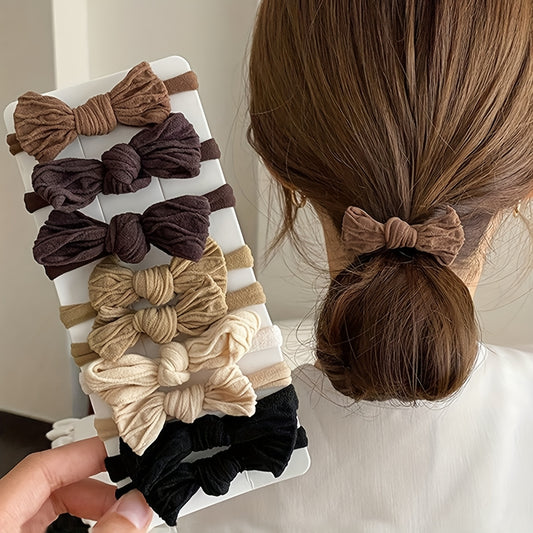 5\u002F10 Bohemian-style Ethnic Bow Hair Ties - Elastic Headbands with Tribal Prints And Solid Colors
