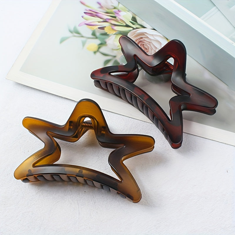 Elegant Hair Claw Clip 3pcs-1pc Elegant Matte Five-Star Hair Claw Clip