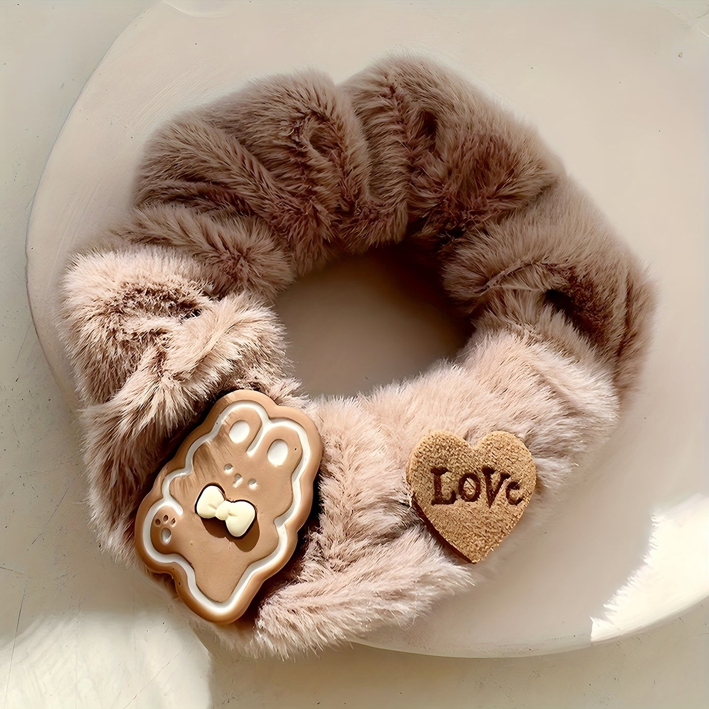 5pcs Cute Hair Ties 5pcs Soft Plush Cute Cartoon Bear & Rabbit Hair Ties