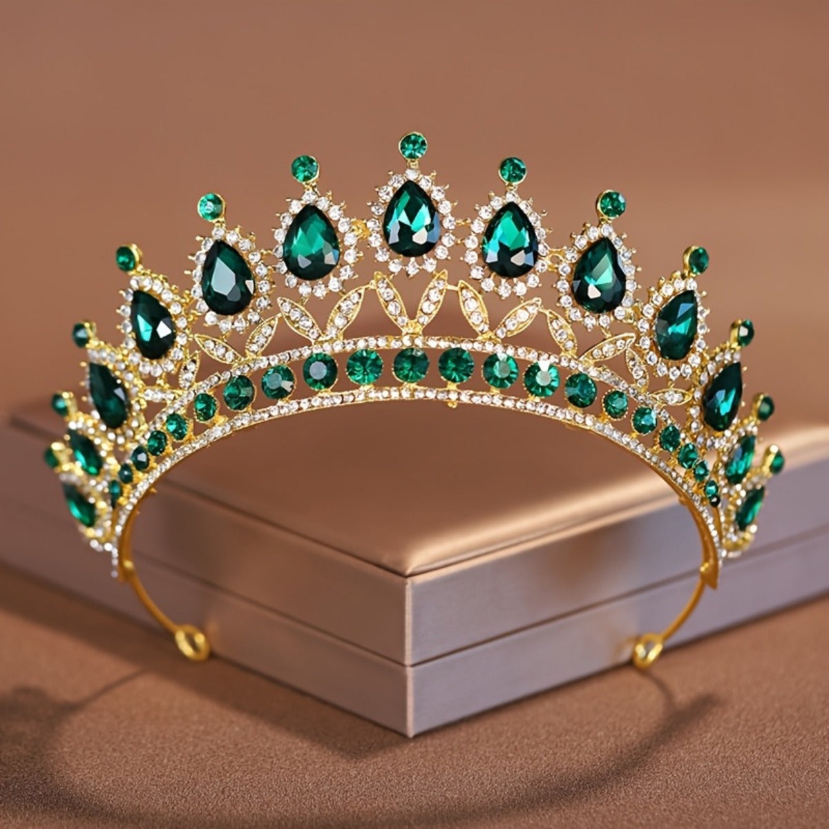 1pc Luxurious Rhinestone Bridal Tiara - Baroque Style Zinc Alloy Crown with Sparkling Gemstones