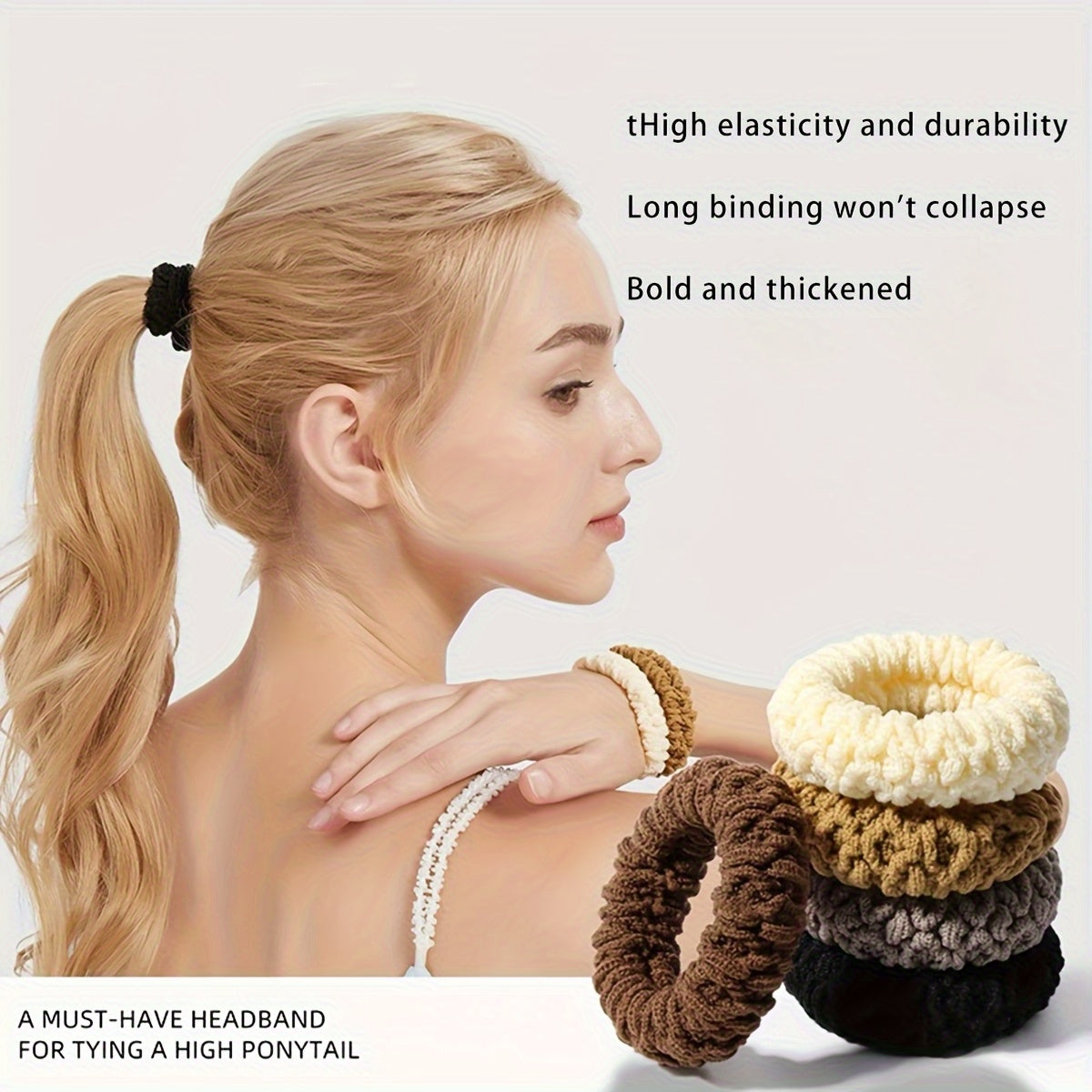 10pcs Hair Ties 10pcs High Elasticity Hair Ties | Durable Seamless Braided Ponytail Holders