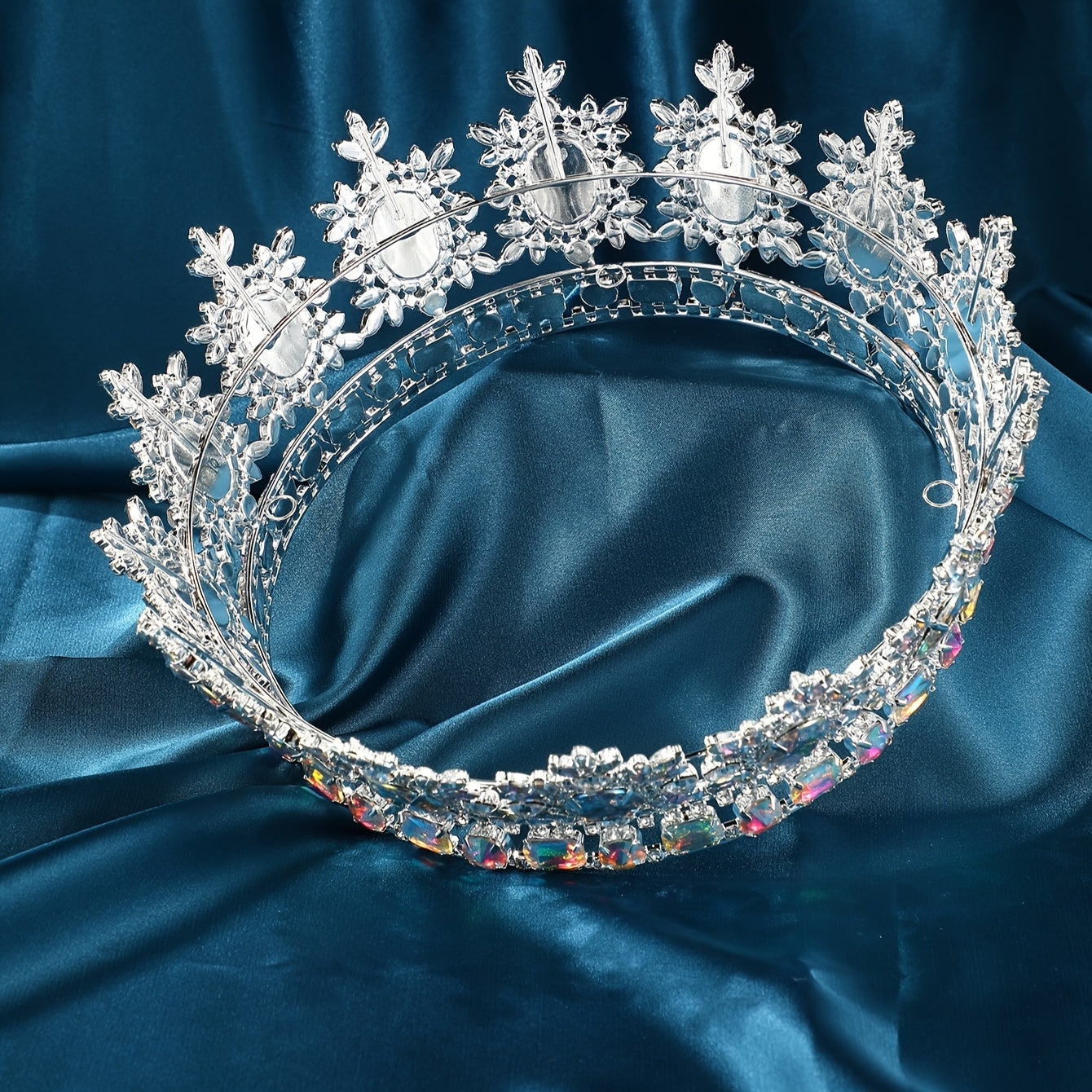 Crown with Floral -like Accents - Elegant Wedding, Pageant, Birthday Tiara - Bridal Headpiece for Miss Universe