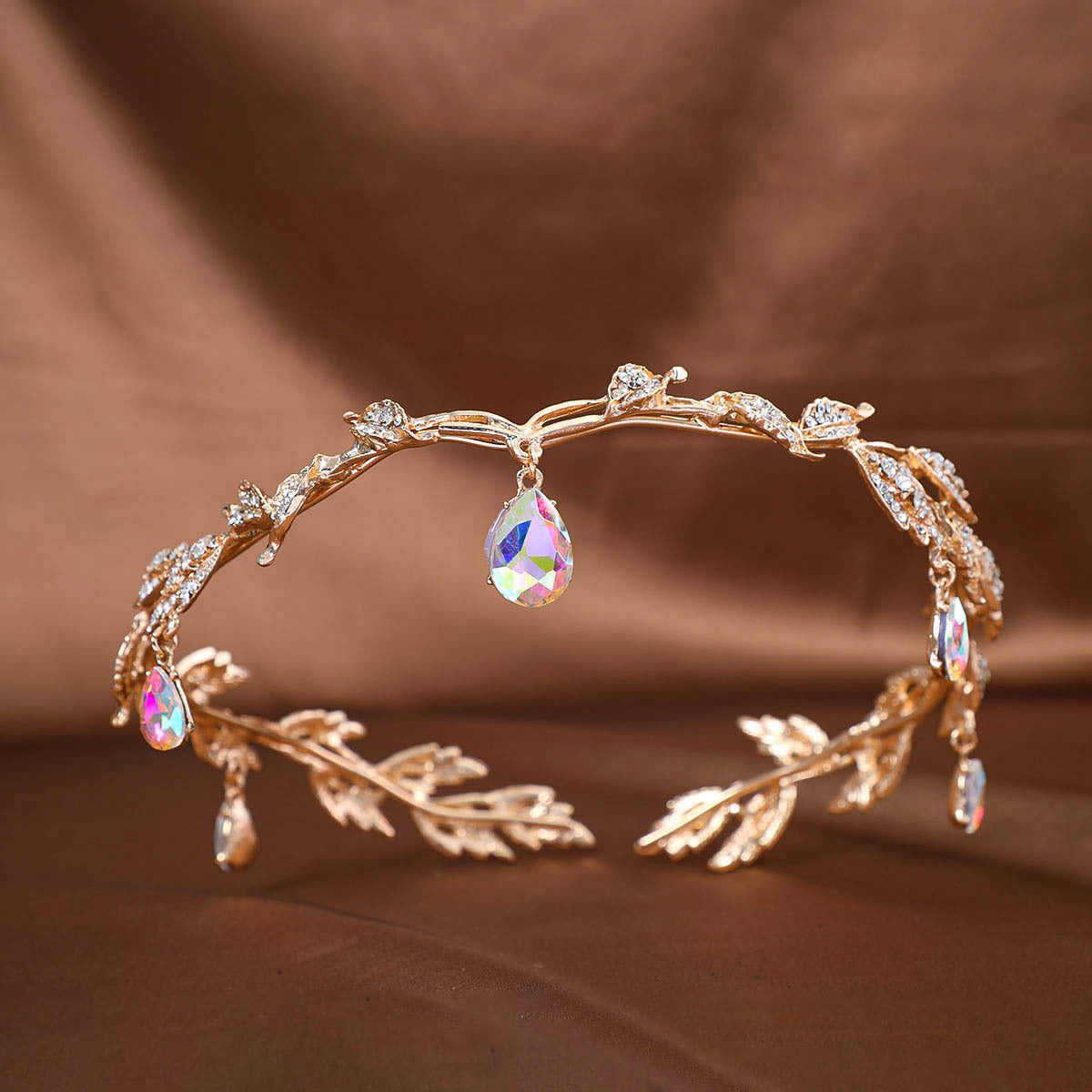 Luxury Handmade Floral Tiara Crown with & -Adorned Arch Design - Elegant Wedding