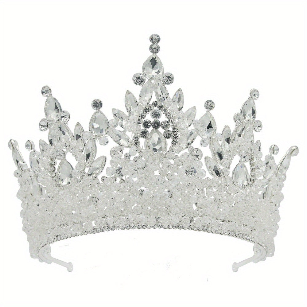 Oversized Bridal Crowns, Red, Pink and Green Wedding Tiara with Gemstone Embellishments
