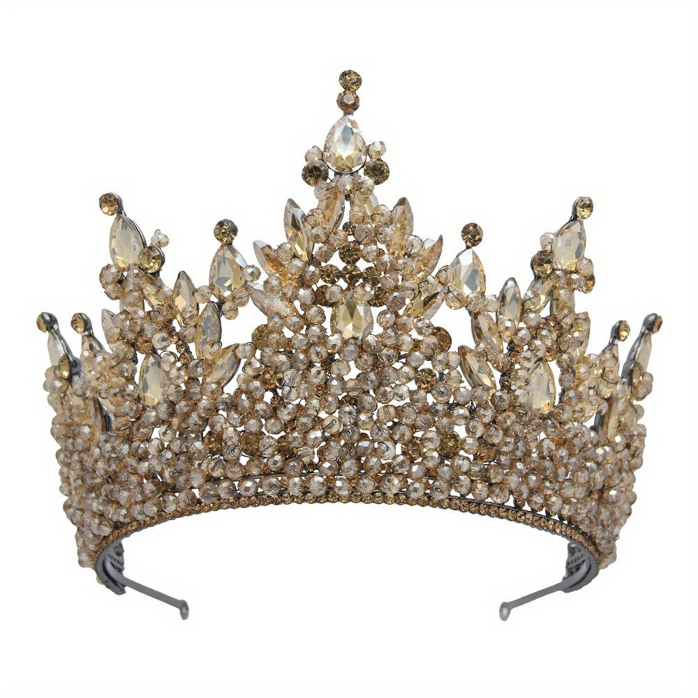 Oversized Bridal Crowns, Red, Pink and Green Wedding Tiara with Gemstone Embellishments