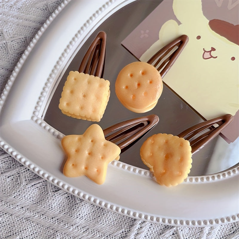 8pcs Sweet Cute Hair Clips 8pcs Sweet Cute Lovely Hair Clips - Baking Cookies Simulation BB Clip Love Stars Hairpin Hair Tire Bang Chopped