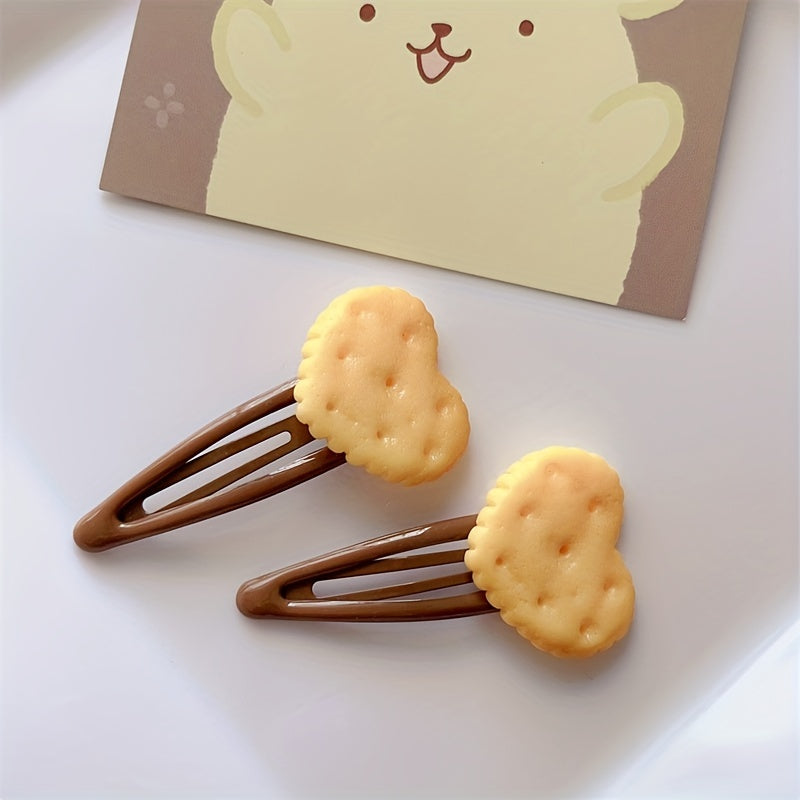 8pcs Sweet Cute Hair Clips 8pcs Sweet Cute Lovely Hair Clips - Baking Cookies Simulation BB Clip Love Stars Hairpin Hair Tire Bang Chopped