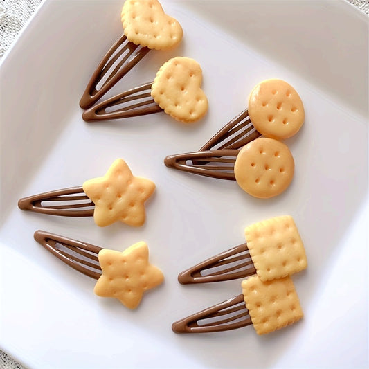 8pcs Sweet Cute Hair Clips 8pcs Sweet Cute Lovely Hair Clips - Baking Cookies Simulation BB Clip Love Stars Hairpin Hair Tire Bang Chopped