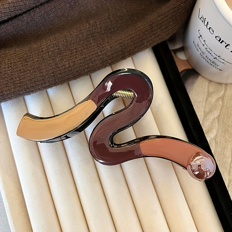 Elegant Two-Tone Shark Clip for Thick Hair - Caramel & Brown Hair Claw with Secure Hold