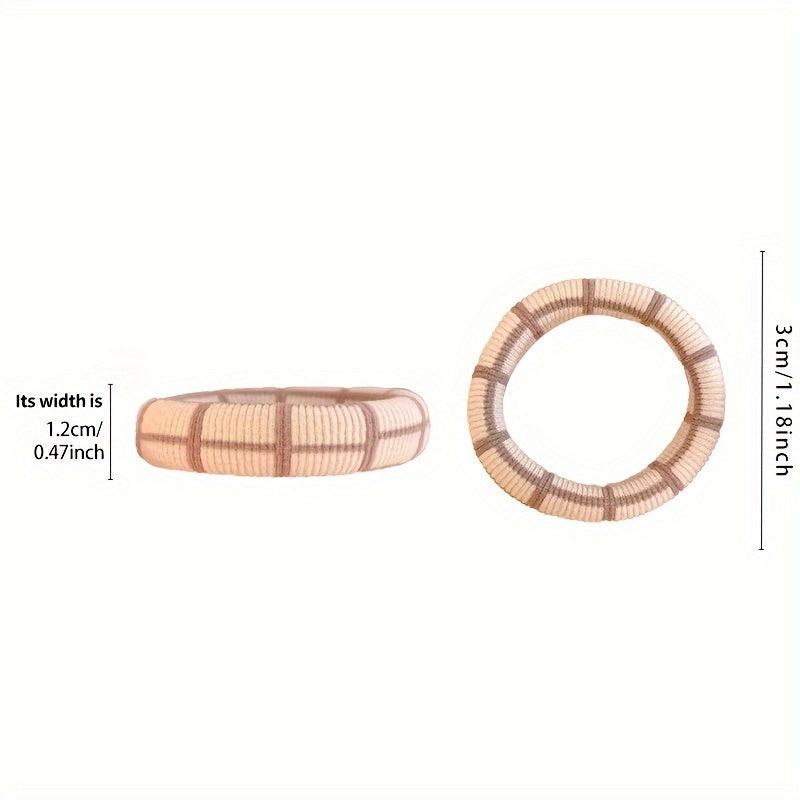 10pcs Hair Ties 10pcs Thick Hair Ties | High Elasticity Multi-Color Bohemian & Hip-Hop Style Hair Bands with Checkered