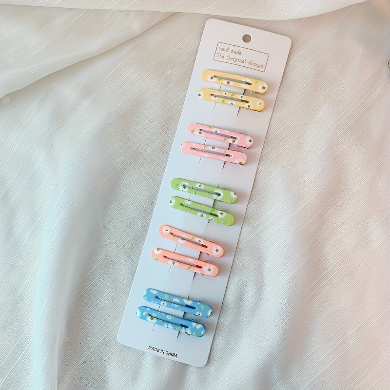 10-Pack Cute Minimalist Resin Hair Clips, Cartoon Font Shape, Solid Color Side Duckbill Clips