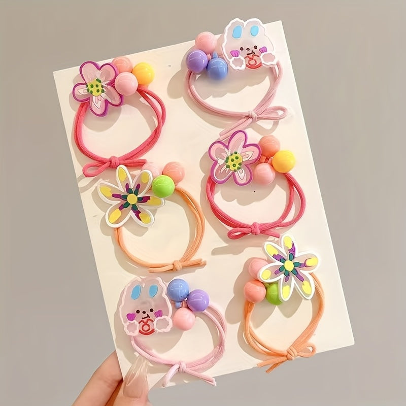 Bohemian Style Hair Tie Set - Colorful Rabbit and Flower Pattern